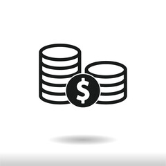 Coins icon vector . Dollar sign