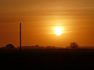 Hazy sunset over Lincolnshire