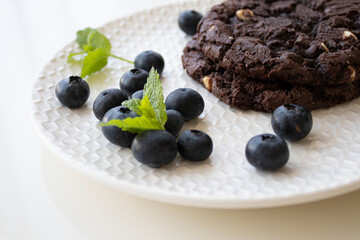 chocolate chip cookies and blueberries