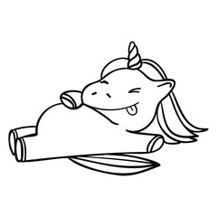 happy overeat unicorn on the white background