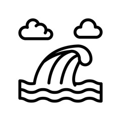 Hawaii icon related water waves or flood waves with clouds vector in lineal style,