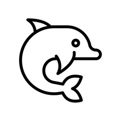 Hawaii icon related dolphin with eyes and wings and without water vector in lineal style,