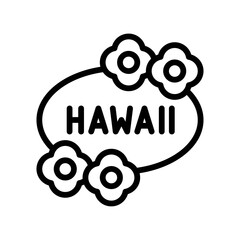 Hawaii icon related hawaii boards with flowers and written text vector in lineal style,