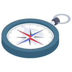 
Navigational device, compass icon in isometric design  
