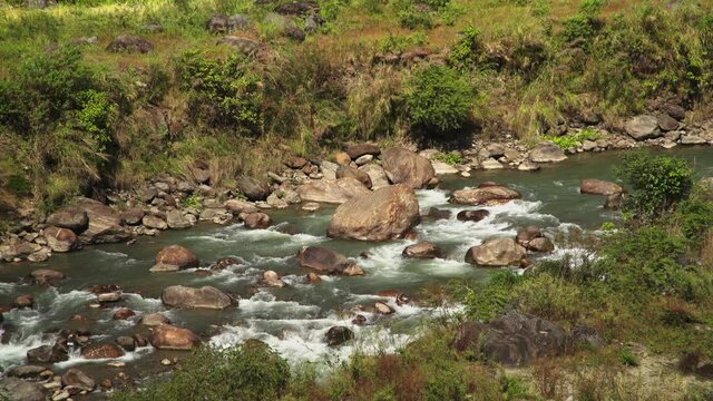 Landscape With River With Rocks, Lamjung District, Nepal