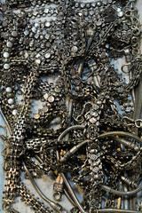 Old silver jewelry on the table