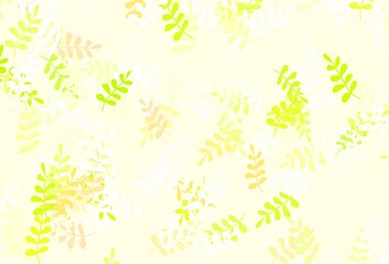 Light Green, Red vector doodle template with leaves.