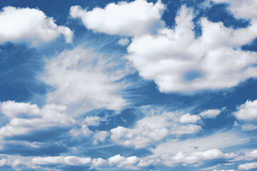 White clouds on a blue background