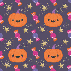 Halloween Cute Whimsical Jack O'Lantern Digital paper. Seamless Pattern, Halloween papers, Halloween backgrounds, wallpapers 12' x 12' high resolution 300 dpi smyk. Fabrics Surface Pattern Design