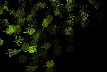 Dark Green vector doodle template with trees, branches.