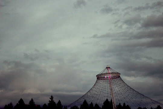 a tent at twilight