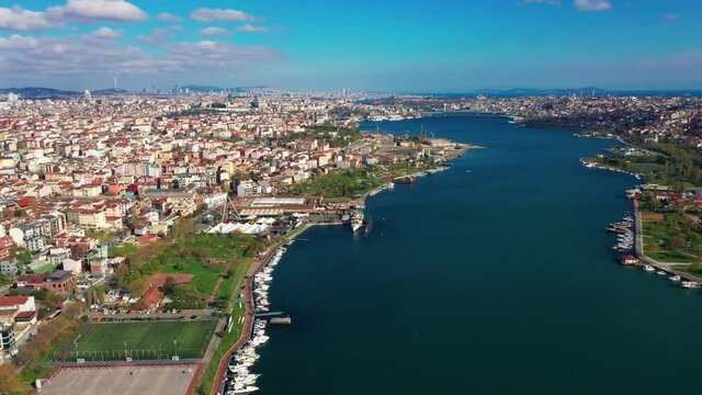 Istanbul, Golden Horn, Halic aerial view