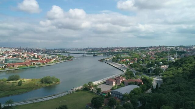 Istanbul, Golden Horn, Halic aerial view