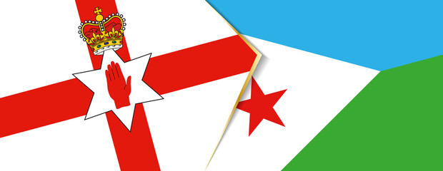 Northern Ireland and Djibouti flags, two vector flags.