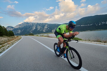 triathlon athlete riding bike