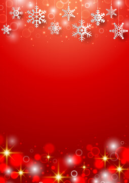 Print縦 キラキラ 雪の結晶のイルミネーションが美しいクリスマス背景