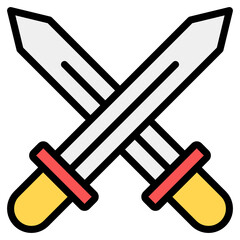 
Cross swords safety symbol icon, flat design of challenge  
