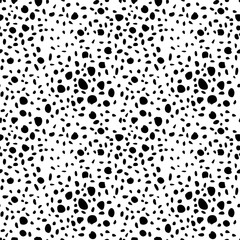 Naklejka na ściany i meble Seamless cheetah skin pattern. Endless hand drawn cheetah leopard texture for print, fabric, textile, wallpaper. Trendy jungle animal design. Artistic black and white cat fur illustration