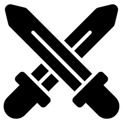 
Cross swords safety symbol icon, flat design of challenge  
