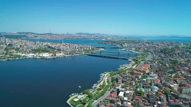 Istanbul, Golden Horn, Halic aerial view