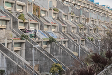 Facade of Alexandra Road estate, a brutalist architecture in London