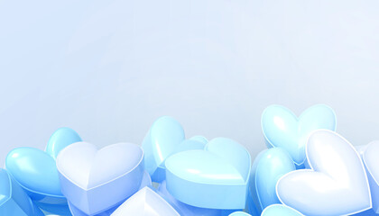 love Invitation card Valentines day background and white and Blue Heart shapes on abstract with Love Concept  on blue background - 3d rendering .banners.Wallpaper.flyers, invitation, posters,