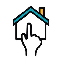 Hand pointing to home icon