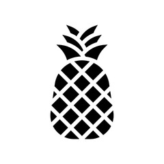 Hawaii icon related pineapple fruit with leaves and strips vector in solid design,