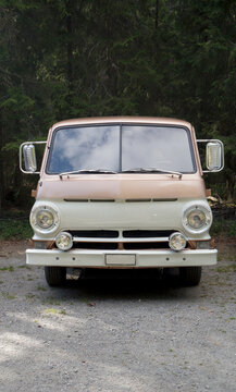 Classic van parked in a forest