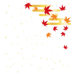 紅葉と霞の和風背景