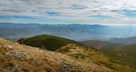 Beautiful, colorful autumn hike across Nízká Fatra, in Slovakia.