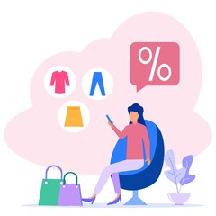 Illustration vector graphic cartoon character of online shopping