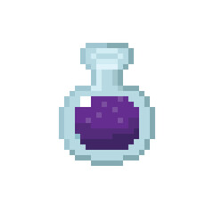 Purple potion pixel art. Vector Picture.