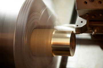 CNC Lathe Processing. Metalworking industry.