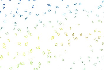Light Blue, Yellow vector texture with musical notes.