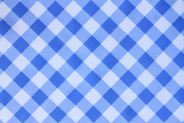 top view, tablecloth scotch pattern blue white. can place food and everything on tablecloth or design cool banner on page and cover