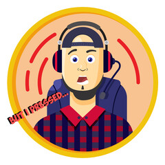 Player. Computer gaming. Streaming. Vector illustration. Vector avatar. Streaming. Flat design. 