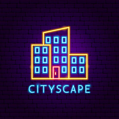 Fototapeta na wymiar Cityscape Neon Label