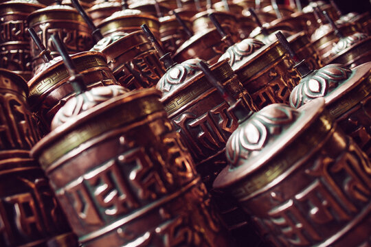 Prayer wheels cleaned and waiting to be painted.