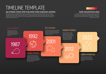 Vector Infographic reds horizontal timeline template