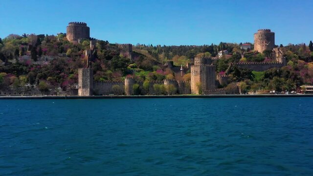 Istanbul Rumeli Castle aerial view during Corona Curfew