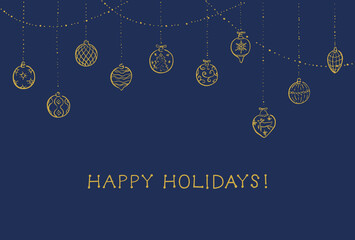 Fototapeta premium クリスマスカード オーナメント HAPPY HOLIDAYS