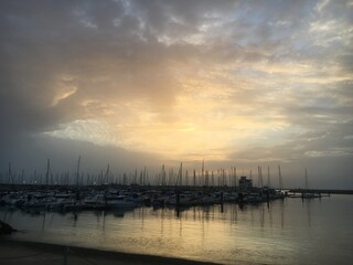 Plakat sunset in the harbor