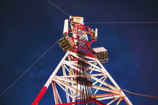 Telecommunication tower at night