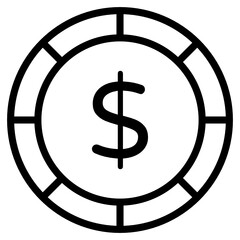 
Currency icon in flat style, dollar coin in editable vector 
