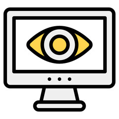 
Eye inside monitor showing concept of web monitoring icon
