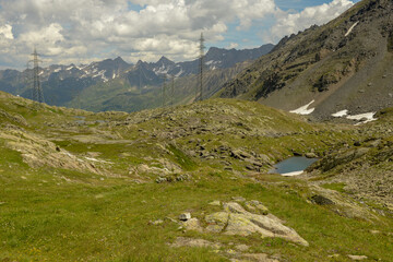 Fototapeta na wymiar Landscape of Nufenen pass in the Swiss alps