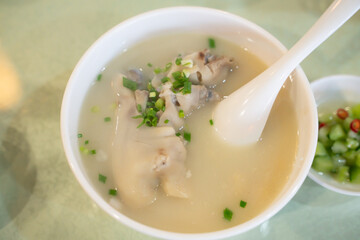 Pig feet soup, a traditional Sichuan cuisine in China.