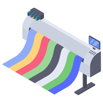 
Plotter machine design, isometric icon 
