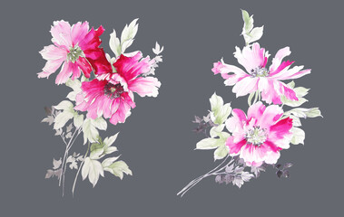 Very beautiful hand-drawn plants and flowers